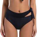 COCOPEAR Women's Sexy High Waisted Bikini Bottoms High Cut Side Tie Bathing Suit Bottoms for Women Swim Bottoms 2026 (Black, M)