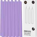 12-Pack Taper Candles (10-Inch) Dripless & Smokeless Long Burning (8 Hours) Unscented Hand Poured Wax Candlesticks for Weddings, Dinner Parties, & Home Decor (Purple)