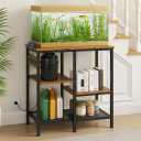 20-29-37 Gallon Fish Tank Stand with 3 Power Outlet 2 USB Port, Metal Aquarium Stand with 4-Tier Adjustable Storage Shelves, 30''L* 13''W*30''H Reptile Tank Stand, Fish Tank Table, 500lbs Capacity