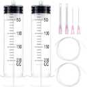 200ml Luer Lock Syringe with 40 Inch Tube for Measuring or Refilling Liquid, Ink, Oil, Feeding Pets, Watering Plant