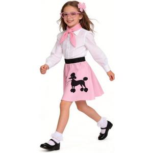 Poodle Skirt for Girls, 50s Outfit for Girls, 5pcs 1950’s Sock Hop Costume for Party Career Day Birthday Gifts 8-10