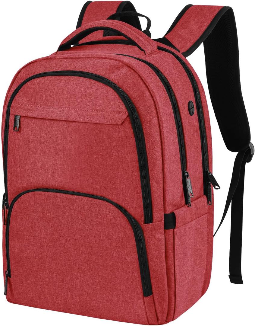 Laptop Backpack, Travel Backpack for Men Women, Business Anti Theft Computer Backpack with USB Charging Port, Water Resistant School Backpack Work Backpack Bookbag Fits 15.6 Inch Notebook, Red (Red)