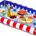 Inflatable Patriotic Ice Serving Bars Inflatable Drink Cooler Buffet Salad Serving Trays Fun Hot Tub Drink Holder Food Floating Cooler Holder for Independence Day BBQ Picnic Pool Party Supplies