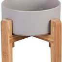 Ceramic Elevated Raised Cat Bowl with Wood Stand No Spill Pet Food Water Feeder Cats Small Dogs