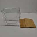 Set of 2 Pantry Organizers and Storage, Stackable Kitchen Counter Basket for Potato, Onion, Fruit, Vegetable, Produce, Clear Front Open Bins with Handle, Bamboo Top