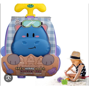 Misco Toys Grey Hippo Beach 8 Piece Set Trolley Box