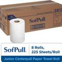 Georgia-Pacific SofPull Junior Centerpull Premium Paper Towel by GP PRO, Georgia-Pacific, White, 28125, 8 Rolls Per Case, 225 Count