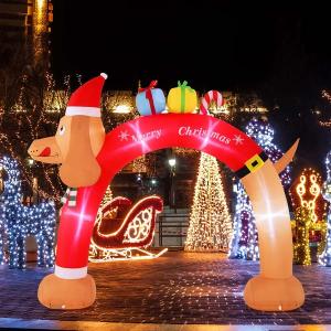 8FT Inflatable Christmas Dachshund Arch Yard Decoration with - See Details