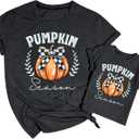 Mommy and Me Matching Outfits Halloween Pumpkin T-Shirt Thanksgiving Baby Girl Boy Fall Shirts (18-24 Months, Baby Deep Gray)