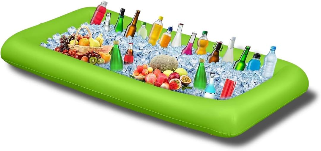 Large Inflatable Table Serving Beverage Ice Tray Bar, Pool Floating with Drain Plug, Perfect for Buffet Party Food & Drinks - 130x65x20cm (Green) Large Inflatable Table Serving Beverage Ice Tray Bar, Pool Floating with Drain Plug, Perfect for Buffet Party Food & Drinks - 130x65x20cm (Green)