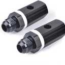 10AN Male Fuel Cell Tank Rollover Vent Valve Aluminum Fuel Cell Tank Mounted Hose Line Fitting Black Anodized 2Pcs