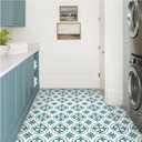 MORCART 7.87" x 7.87" Peel and Stick Floor Tile, 20 PCS Self-Adhesive DIY Vinyl Flooring for Renters, Removable and Waterproof Tile Sticker for Bathroom, Kitchen, Staircase (Blue Spruce Retro Design)