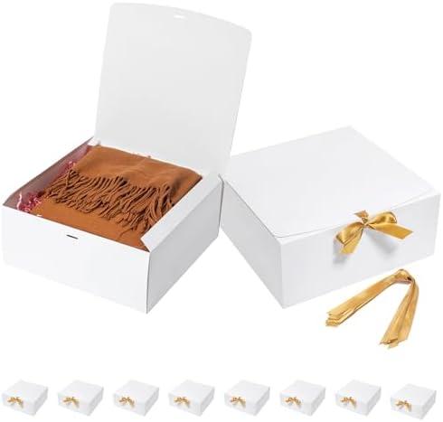 Mcfleet Large Gift Boxes with Lids 12x12x5 Inches 8 Pack Bridesmaid Proposal Boxes White Extra Deep Gift Box for Presents, Craft Boxes for Christmas, Wedding, Graduation, Holiday, Birthday Gift