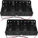2-Pack 4 Slot D Cell Battery Holder Large Size 1-Cell 4x1.5V with Leads No Cover No Switch Slots Black