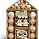 Ornaments for Christmas Trees,74 Count Gold Christmas Tree Decorations, Shatterproof Plastic Hanging Bulbs Decorations Set for Xmas Holiday Party