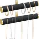 Velvet Necklace Holder Wall Jewelry Organizer, 12" Hanging Necklace Organizer, 2 Pack Wall Mounted Necklace Hanger for Bracelets Bangles Display,Black