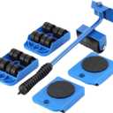 2026 New Furniture Lift Tool Set, Upgrade Furniture Movers Sliders Furniture Lifter Tool,Furniture Movers with Adjustable Height Lifting Tool Lever & 4 Wheels, Mover Dolly Sliders Tool (Blue)