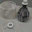 HAITRAL Black Modern Table Lamp - Minimalist Small Bedside Lamp with Hollowed Out Base Linen Fabric Shade, Vintage Nightstand Lamp for Bedroom Living Room Side Table Desk Kids Room