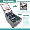 Universal Truck Seat/Bench Contractor Center Console Business Organizer and Storage with Adjustable Cup Holders, Clip Board, and Padded Top Lid for Armrest, Grey