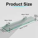 20 Inches Glass Shelves for Bathroom, Chrome Polished Floating Glass Shelf Stainless Steel Tempered Glass Bathroom Shelves for Wall Mount Modern, 20"with railing