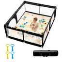 dearlomum Baby Playpen,71"x59" Extra Large Playard for Babies & Toddlers with Gate,Toys 0-6 to 12 Months Baby Activity Center,Sturdy Safety with Soft Mesh(Black) (71x59 ")