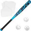 Ortiz34 Grand Slam Set- Graffiti Plastic Bat, 3 Balls, 1 Throw Down Base (Blue)