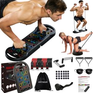 HOTWAVE Push Up Board Fitness, Portable Foldable 20 in 1 Push Up Bar at Home Gym, Pushup Handles for Floor. Professional Strength Training Equipment For Man and Women,Patent Pending (Black kit)