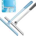 Window Squeegee, 2 Pack Shower Squeegee for Glass Doors Bathroom Mirror Windows Cars and Tile Walls, Silicone Plastic Squiggy Cleaner Tool 12 inch (Grey+Blue) 