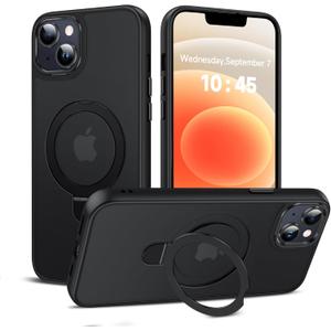 LeYi for iPhone-14-Plus Case: with Stand for MagSafe i Phone 15 Plus Funda para 14plus 15plus Cover Magnetic Ring iphone15 iphone14 Plus Kickstand Military Grade Protective Women Men, Black