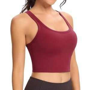 Lemedy Women Racerback Sports Bra Removable Padded Workout Yoga Crop Tank Top 4 (32) 1Pack