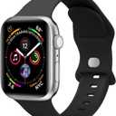 Sport Band Compatible with Apple Watch Bands 40mm 38mm 41mm 42mm 44mm 45mm 49mm for Women Men,Soft Silicone Waterproof Replacement Strap for Apple Watch Series 11 10 9 8 7 6 5 4 Ultra 3 2 1 SE (Black)