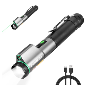 EverBrite Rechargeable EDC Flashlight with 500LM White Light and Green Beam
Zoomable LED Flash Light, Magnetic Work Light with Pocket Clip and USB-C Cable, for Repair Working Camping Emergency