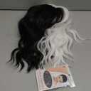 Black and White Wig for Women Short Wavy Wig with Bangs Bob Curly Wich Wigs Women's Colorful Synthetic Shoulder Length for Cosplay Halloween Party