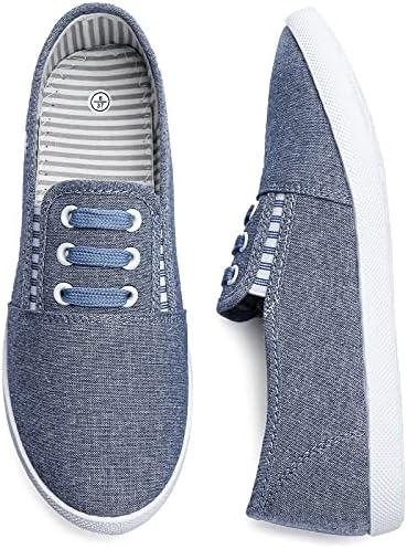 Kufeiti Women's Canvas Slip On Shoes Sneakers for Women Fashion Comfortable White Black Elastic Sneakers for Women Size 8