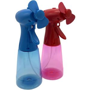 2 Pack Elite Handheld Water Misting Fans Portable Battery Powered Compact Cooling Fan for Home Office and Outdoors (Blue/Red)