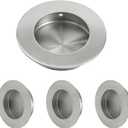 HOMOTEK 4 Pack Round Sliding Closet Door Handles Diameter 2-1/2 in(65mm) Brushed Stainless Steel Flush Pocket Pulls Recessed Bypass Door Handles, Stainless Steel Barn Door Finger Pull Set