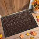 Yimobra Fall Door Mat Outdoor Indoor 29.5x17, All-Weather Waterproof Front Door Mat Outside Entrance, Non-Slip Low Profile Porch Patio Doormat, Brown