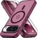 Vansdon for Google Pixel 10/10 Pro Case, Compatible with MagSafe, Magnetic Translucent Matte Slim Protective Cover with 1 Screen Protector - Military-Grade Drop Protection (Wine Red)