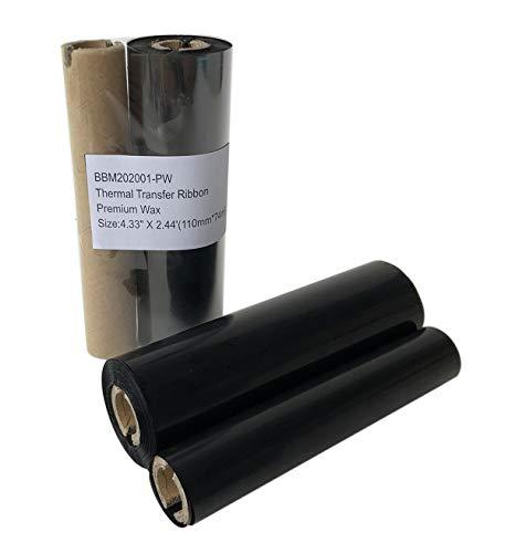 Officeuct Thermal Transfer Ribbon 4.33" x244'(110mmx74m)-1 Roll. Resin Enhanced Wax Barcode Black Ribbon 1/2 Inch Core Ink Out for Zebra Eltron Datamax Zebra GC420t GK420t GX420t GX430t TLP2844