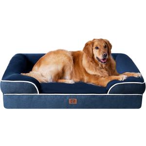 EHEYCIGA Orthopedic Dog Beds for Extra Large Dogs, Waterproof Memory Foam XL Dog Bed with Sides, Non-Slip Bottom and Egg-Crate Foam Big Pet Couch Bed with Washable Removable Cover, Navy (44.0"L x 32.0"W x 6.5"Th)