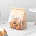 100 Pcs Bread Bags for Homemade Breads with Window, 6.3 x 5.1 x 10.3 Inch Tin Tie Tab Lock Resealable Bakery Loaf Bags for Packaging Sourdough Bread, Cookies, Bagels, Pastry (Brown)