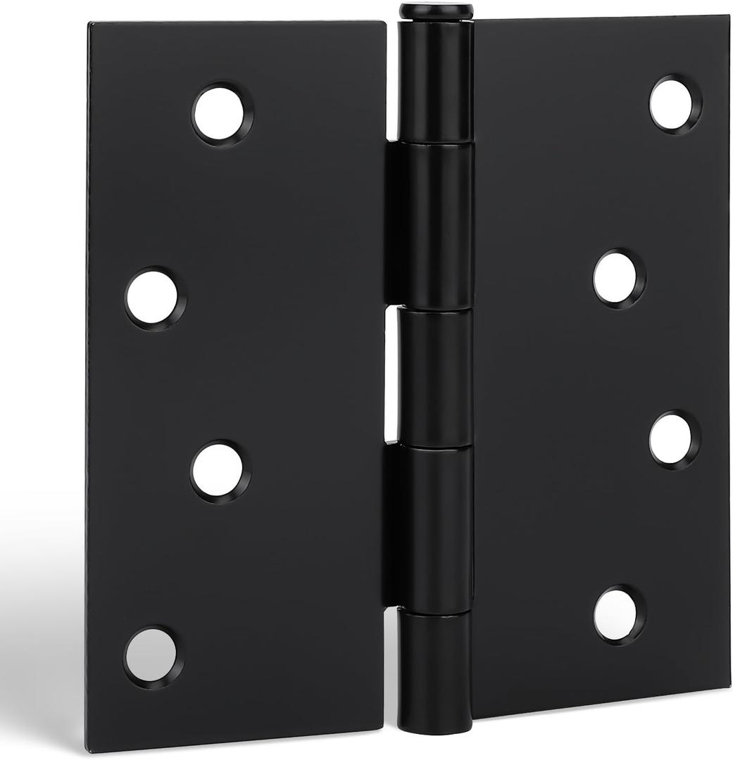 goldenwarm 3 Pack Matte Black Door Hinges, 4 x 4 Inch Black Interior Door Hinges with Square Corners