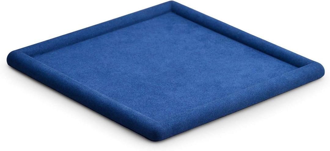 Oirlv Top Microfiber Jewelry Tray Square Nightstand Organizer Rings Earrings Necklace Trinket Storage Tray Showcase Jewelry Display (Blue)