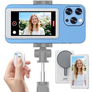 Selfie Monitor Screen iPhone, Vlog Magnetic 4K 30fps Video Recording for iPhone & Android, Wireless Screen Mirroring with Remote Control, Content Creator Essentials, Live Stream & TikTok