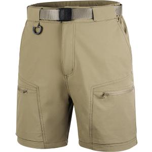 FREE SOLDIER Men's Cargo Hiking Shorts with Belt Lightweight Quick Dry Tactical Shorts with Pockets for Casual Work Golf (38W x 10L, Mud)