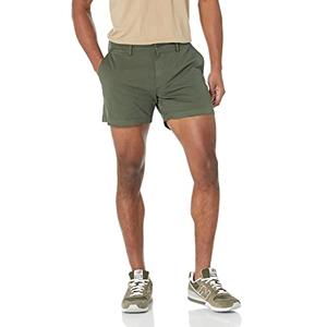 Amazon Essentials Men's Slim-Fit 5" Comfort Stretch Chino Shorts, Dark Green, 42