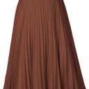 GRACE KARIN Pleated Midi Skirt for Women,Summer Chiffon Elastic High Waist Knee Length Skirts, Swing A-Line Boho Outfits, XL