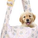 Floral Dog Carrier Bag for Cats & Small Dogs,Carry 10-20LBS Pet Purse, Hands-Free Cat Sling with Adjust Strap, Crossbody Puppy Sling Bag with Safety Buckle, Gifts for Pets Mom (Blue Daisy, Medium)