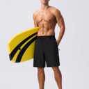 MAGCOMSEN Men's Swim Trunks with Compression Liner 9" Quick Dry Beach Shorts with Zipper Pockets (Black)