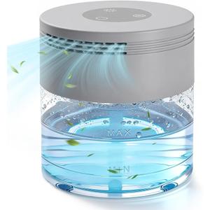 Water Air Purifier, Water Based Air Purifier for Home with 24H Auto Shut-off, 3 Speeds, Air Washer with 8 LED Night Lights, Air Freshener Revitalizer for Bedroom Office Room Pets Smoke (Grey)